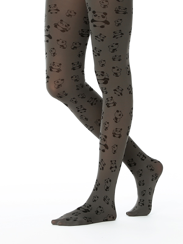 Panda tights in grey